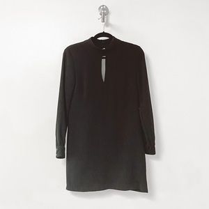 Olivaceous Classic Fall Preppy Chic Cutout Choker Long Sleeve Mini Dress